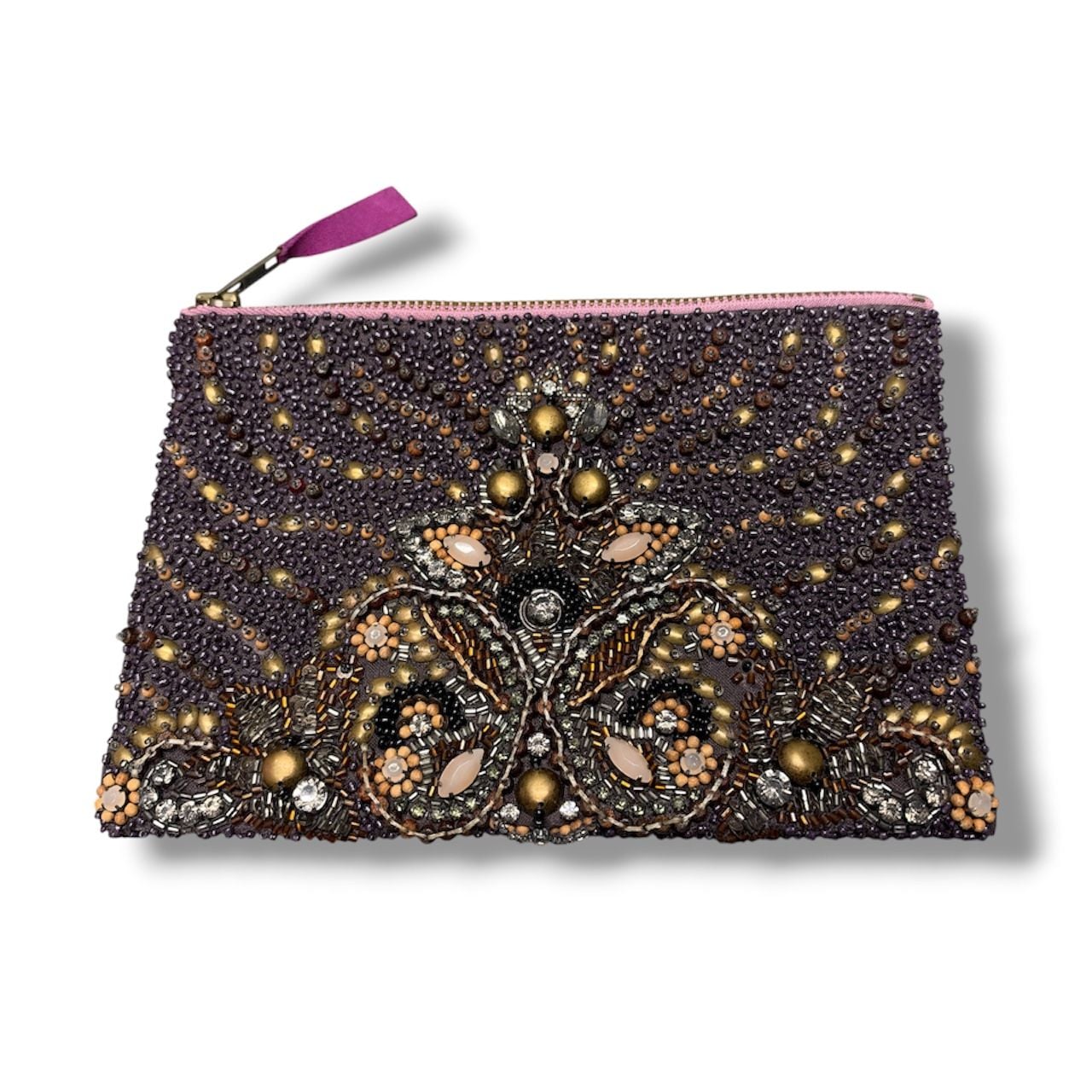 Beaded Purple Evening Clutch Bag 2