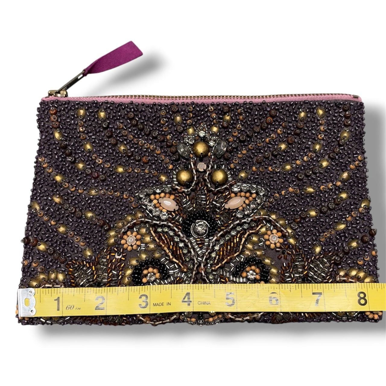 Beaded Purple Evening Clutch Bag 3