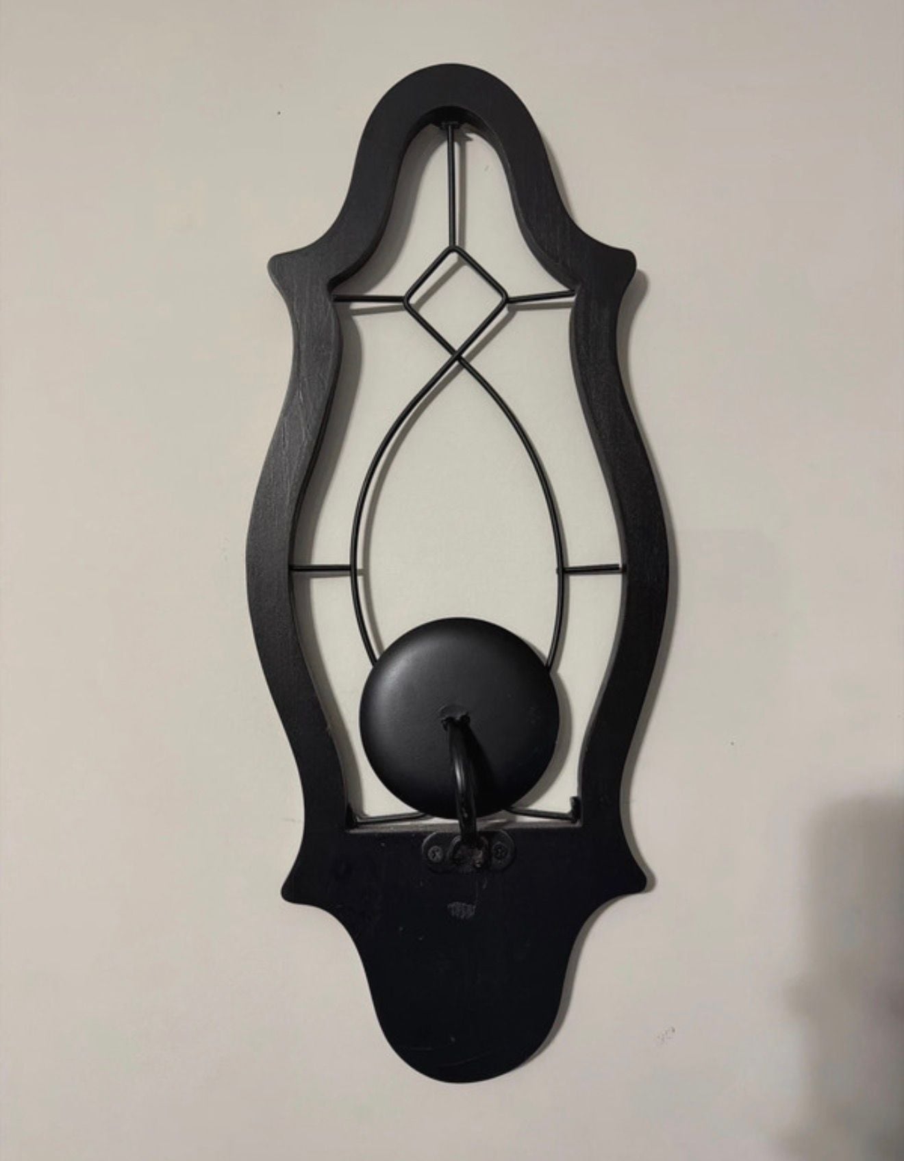 Two matching Black Metal Wall Sconce Candle Holder Decorative Arched Frame 3