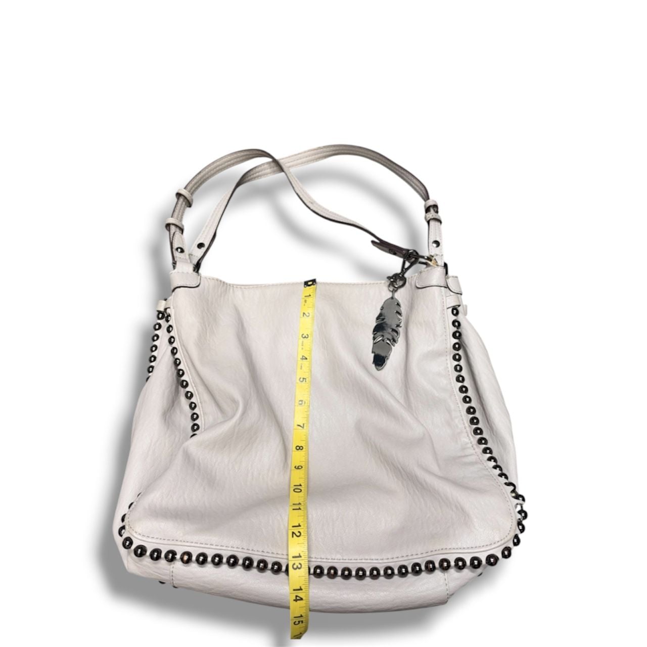 Jessica Simpson Studded Hobo Bag Off White Faux Leather 7