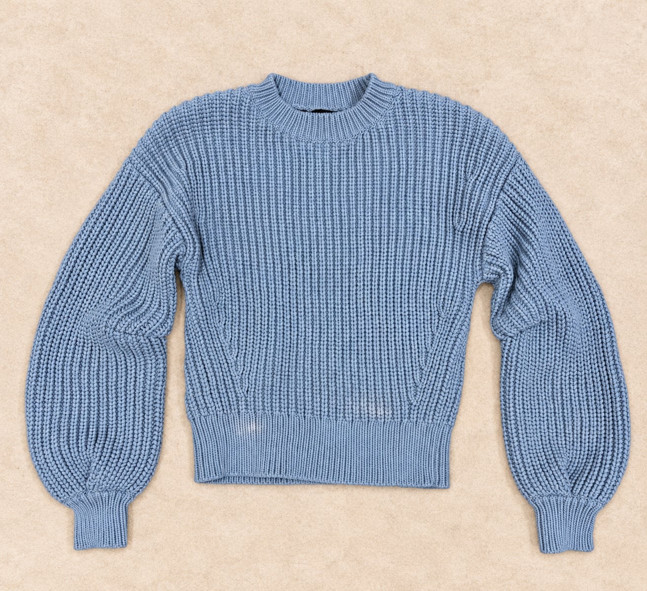 Banana Republic Chunky Knit Balloon Sleeve Cropped Sweater Powder Blue XS 3
