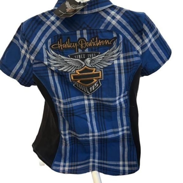 Harley-Davidson 115th Anniversary Plaid Button-Up Shirt Blue Medium
