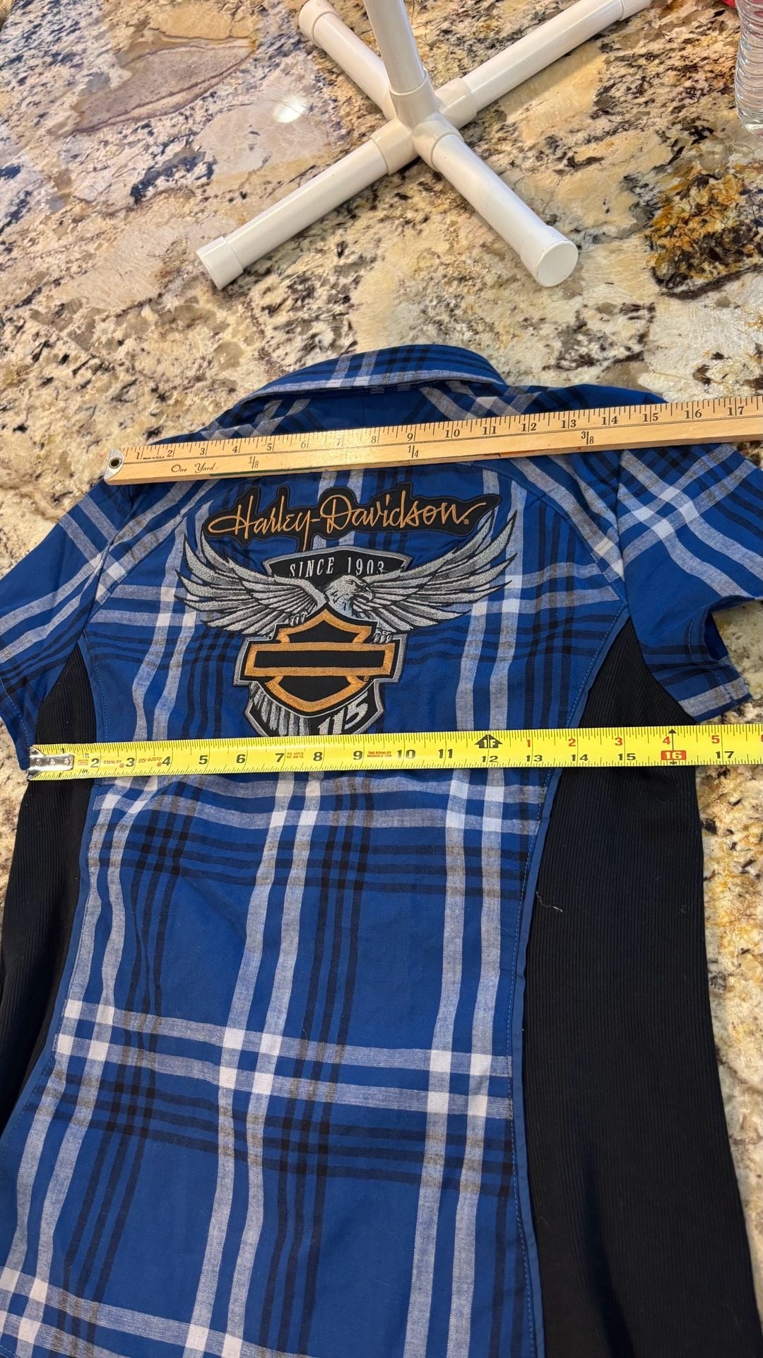 Harley-Davidson 115th Anniversary Plaid Button-Up Shirt Blue Medium 5