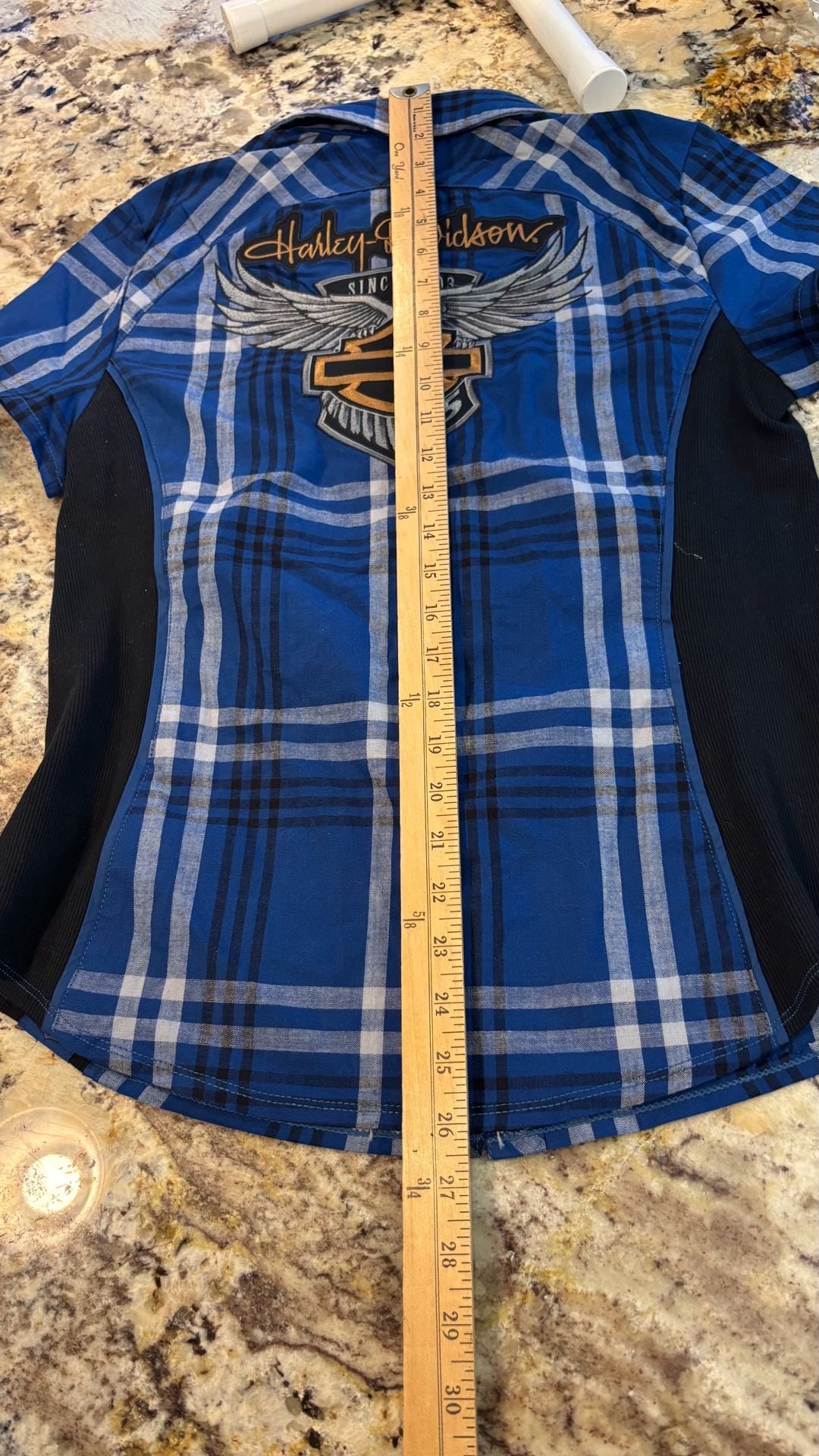 Harley-Davidson 115th Anniversary Plaid Button-Up Shirt Blue Medium 6