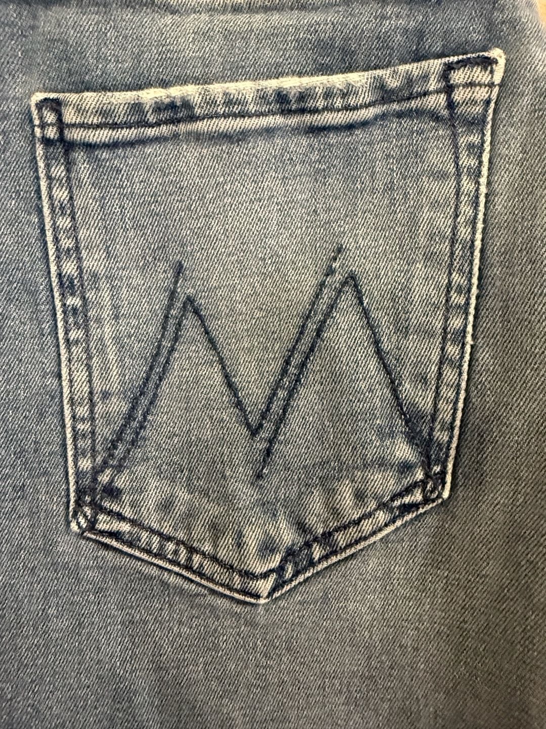 MOTHER Denim Jeans Size 29 Blue Cropped Straight Raw Hem High Rise 4