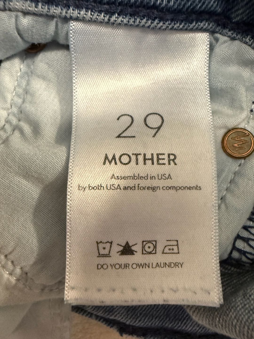 MOTHER Denim Jeans Size 29 Blue Cropped Straight Raw Hem High Rise 7