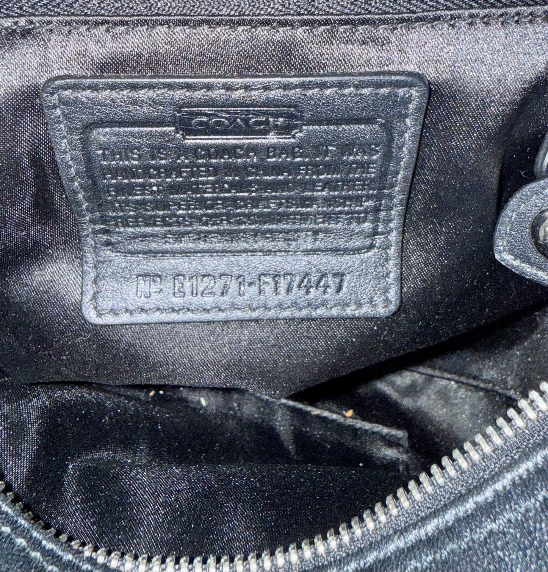 Coach Signature F17447 Black Gray Canvas Leather Satchel Handbag 7