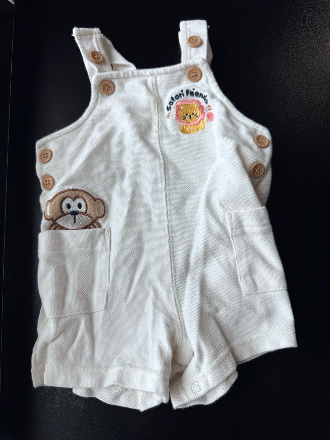McBaby Safari Friends Baby White Corduroy Overalls 6/9 Months 2