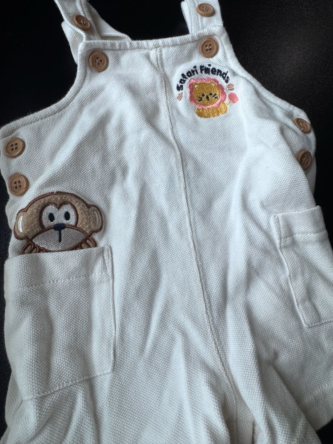 McBaby Safari Friends Baby White Corduroy Overalls 6/9 Months 3