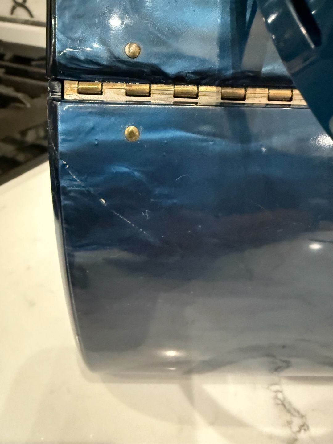 Vintage 1950s Wilardy Lucite Box Purse Marbled Blue Handbag 10