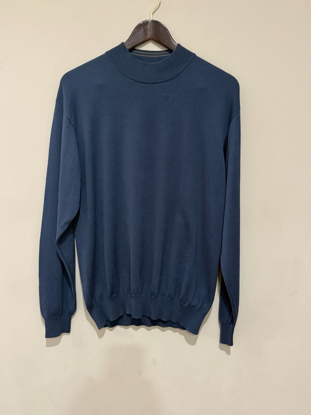 TravelSmith Navy Blue Mock Neck Sweater Size L Knit Pullover 2