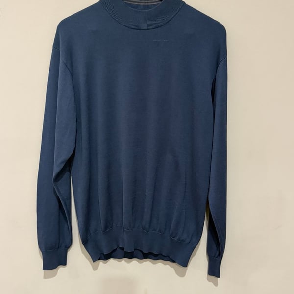 TravelSmith Navy Blue Mock Neck Sweater Size L Knit Pullover