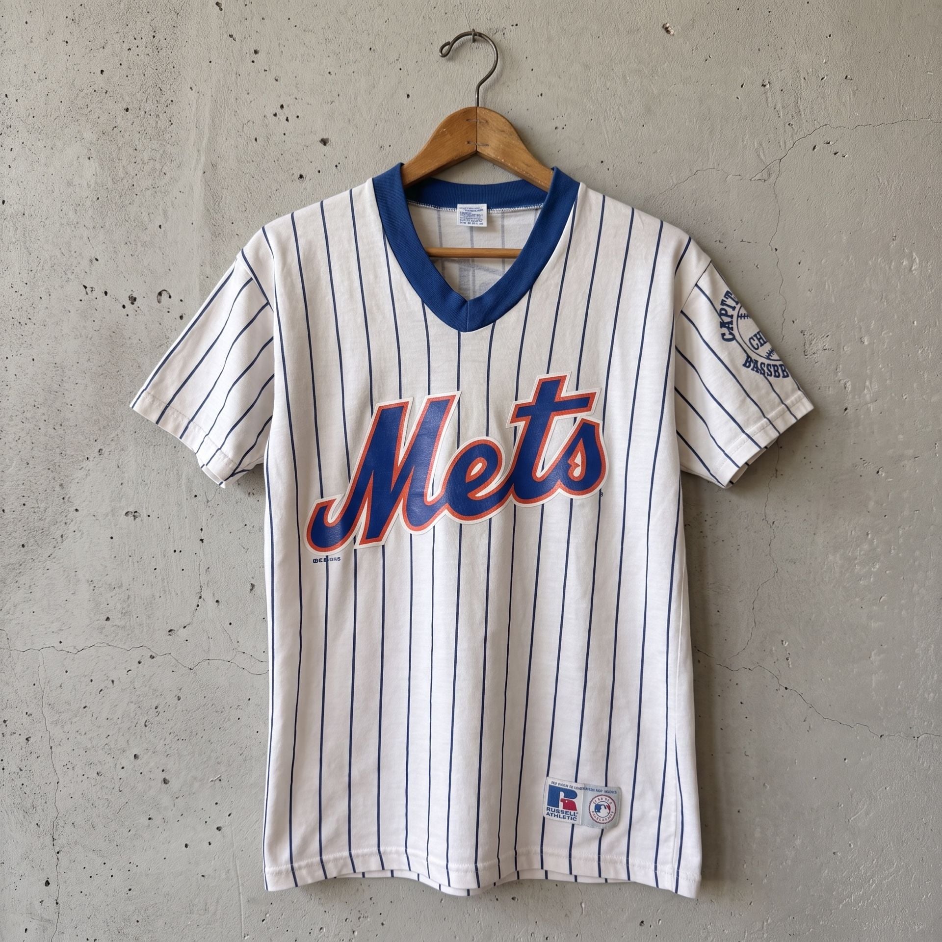 Russell Athletic New York Mets Pinstripe Baseball Jersey Size S White 2