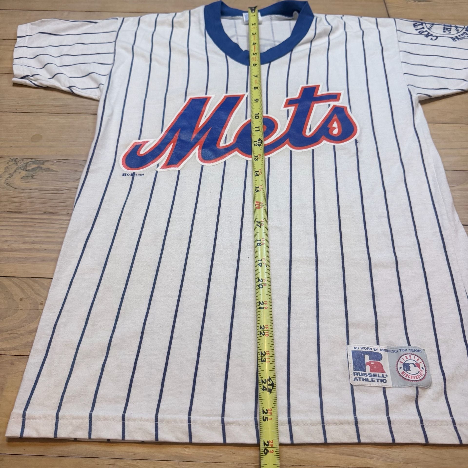 Russell Athletic New York Mets Pinstripe Baseball Jersey Size S White 7