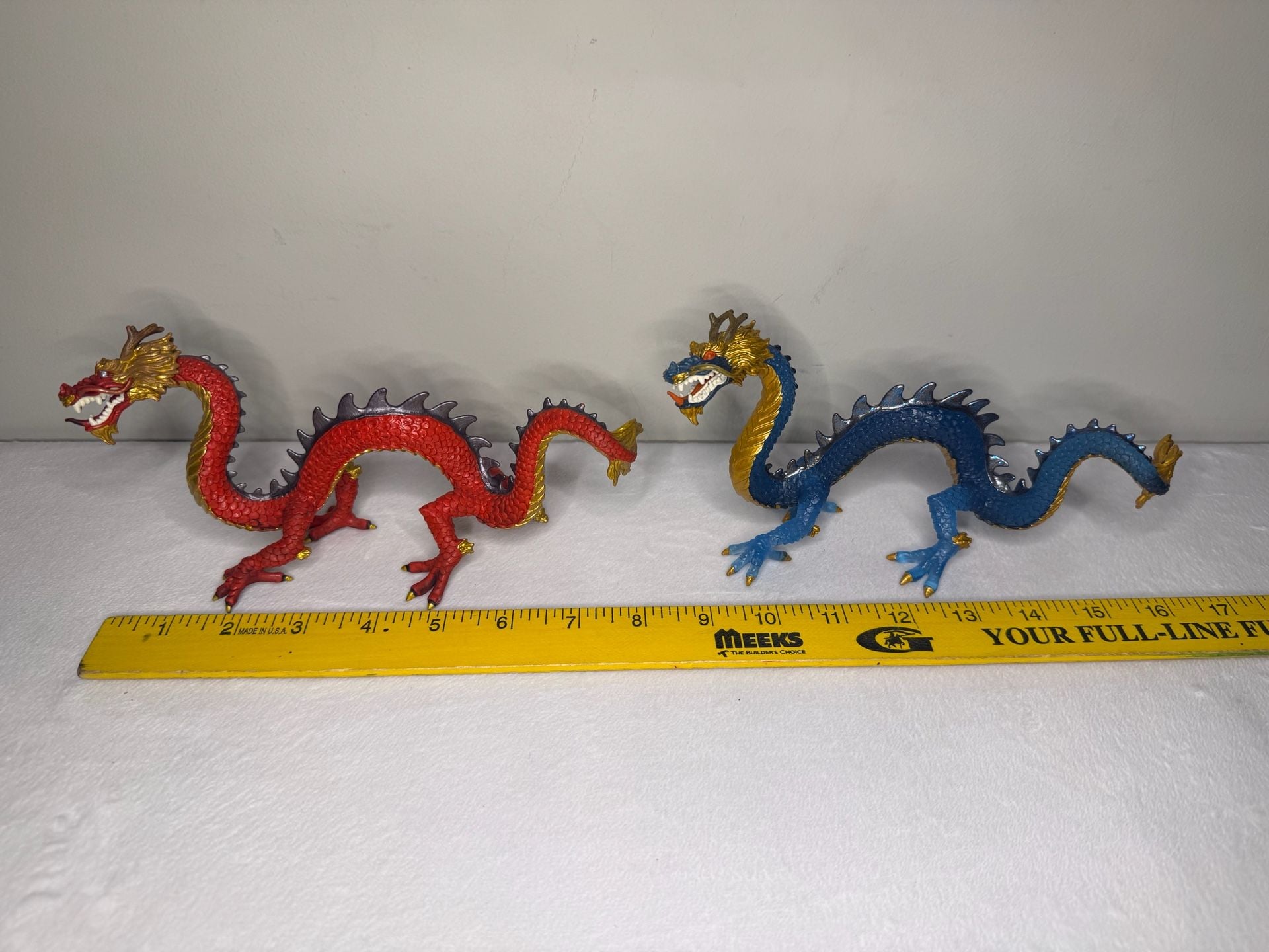 Safari Ltd. Horned Chinese Dragon Toy Figurine Red and Blue Set of 2 12