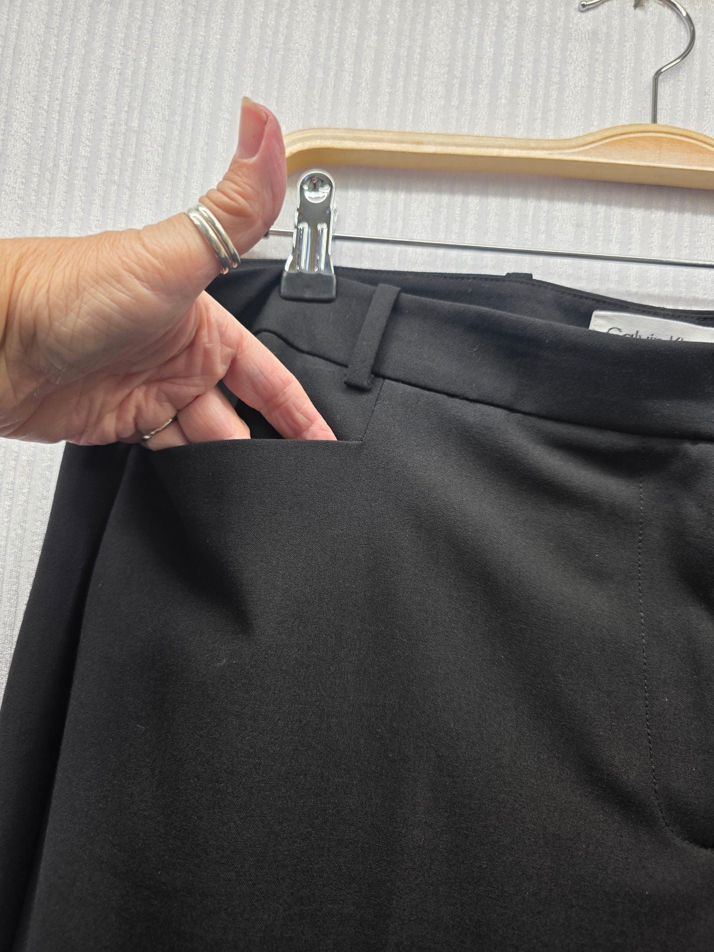 Calvin Klein Modern Fit Black Wool Blend Dress Pants Size 14 12