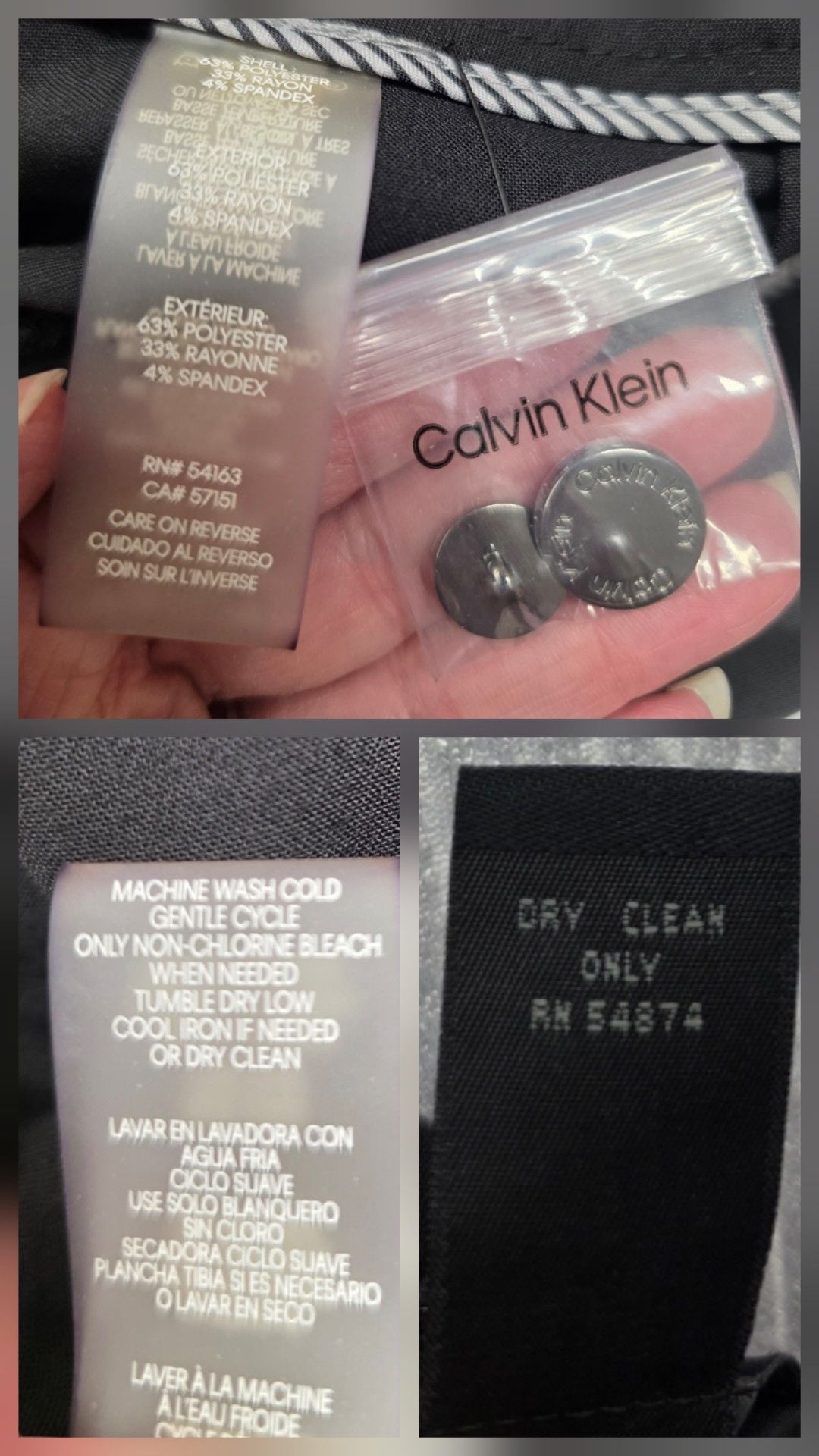 Calvin Klein Modern Fit Black Wool Blend Dress Pants Size 14 13