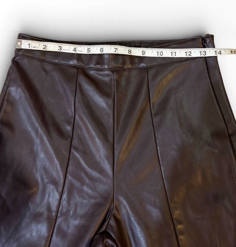 AFRM Rent The Runway Faux Leather Stirrup Pants Chocolate Brown M 4
