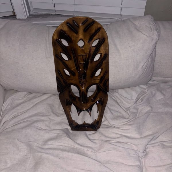 Hand Carved Wood Filipino Bakunawa Tribal Dragon Mask