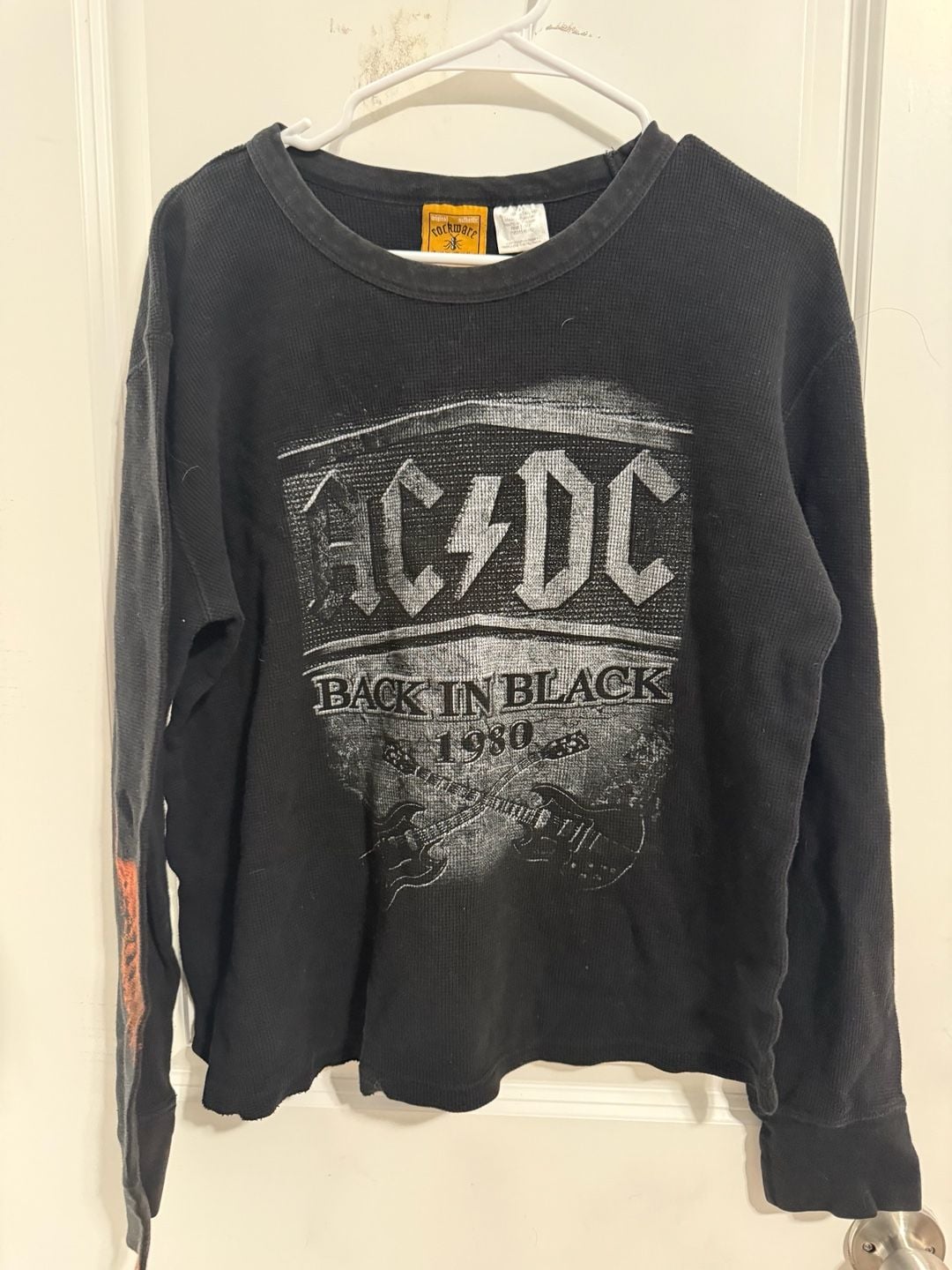 Rockware Anthill Trading ~AC/DC Back In Black~Black Thermal L/S Shirt Mens: XL 2