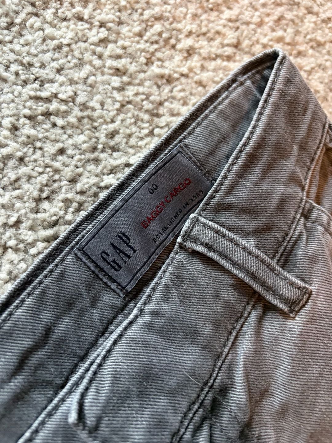 Gap Baggy Cargo Pants Size 00 Grey Y2K Utility Workwear 3
