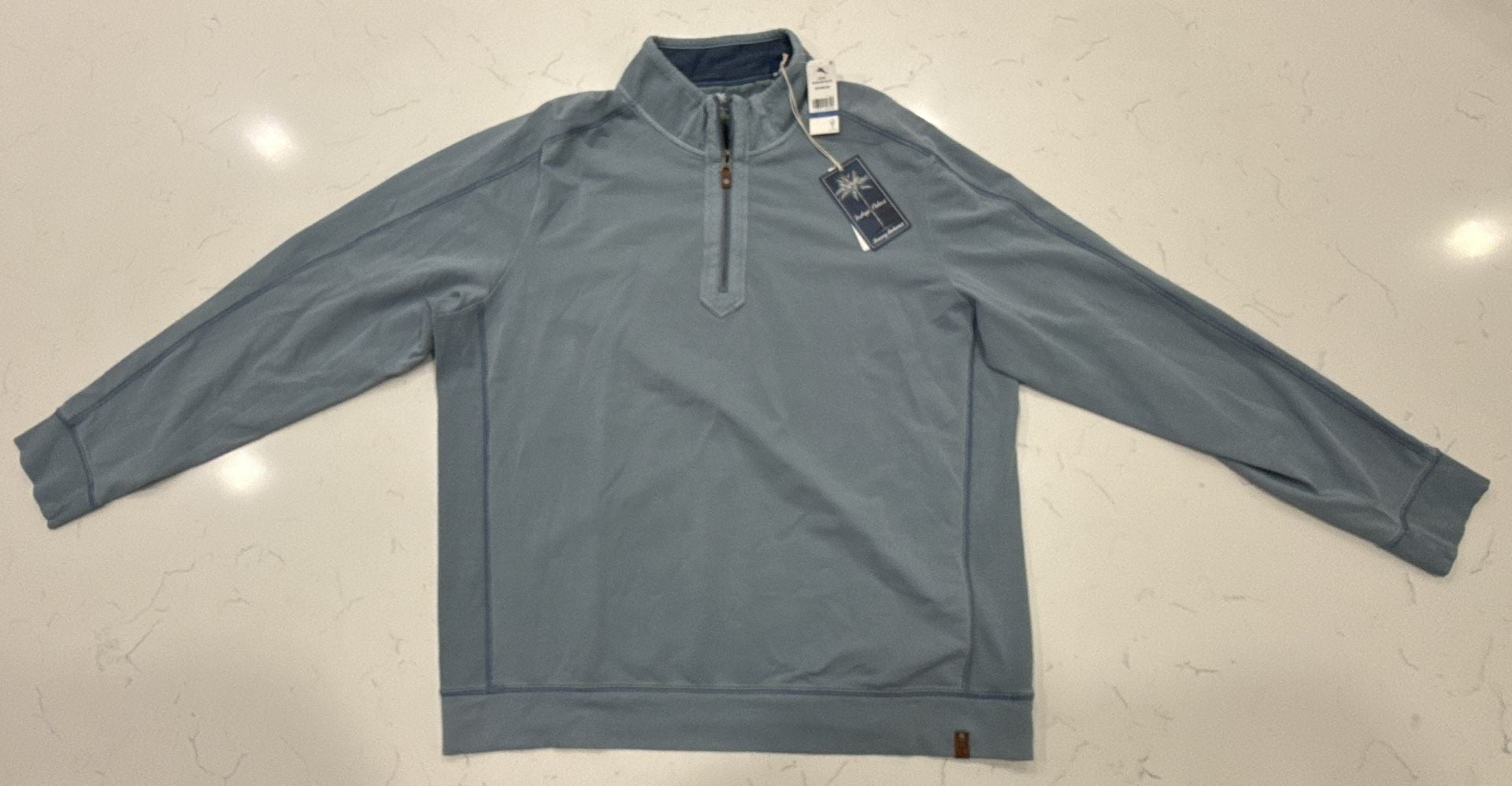 Tommy Bahama Ben And Terry Half Zip Size XL Norse Blue Pullover 2