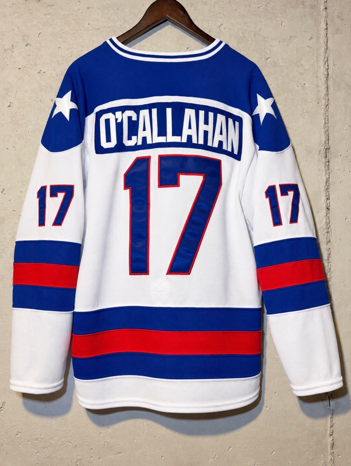 1980 USA Olympic Hockey Jersey Jack O'Callahan White Size L 5