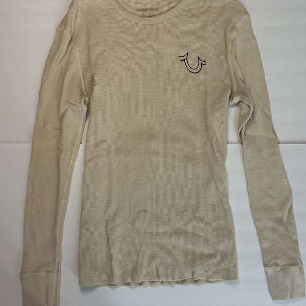 True Religion Long Sleeve Horseshoe Thermal Shirt Size M Tan