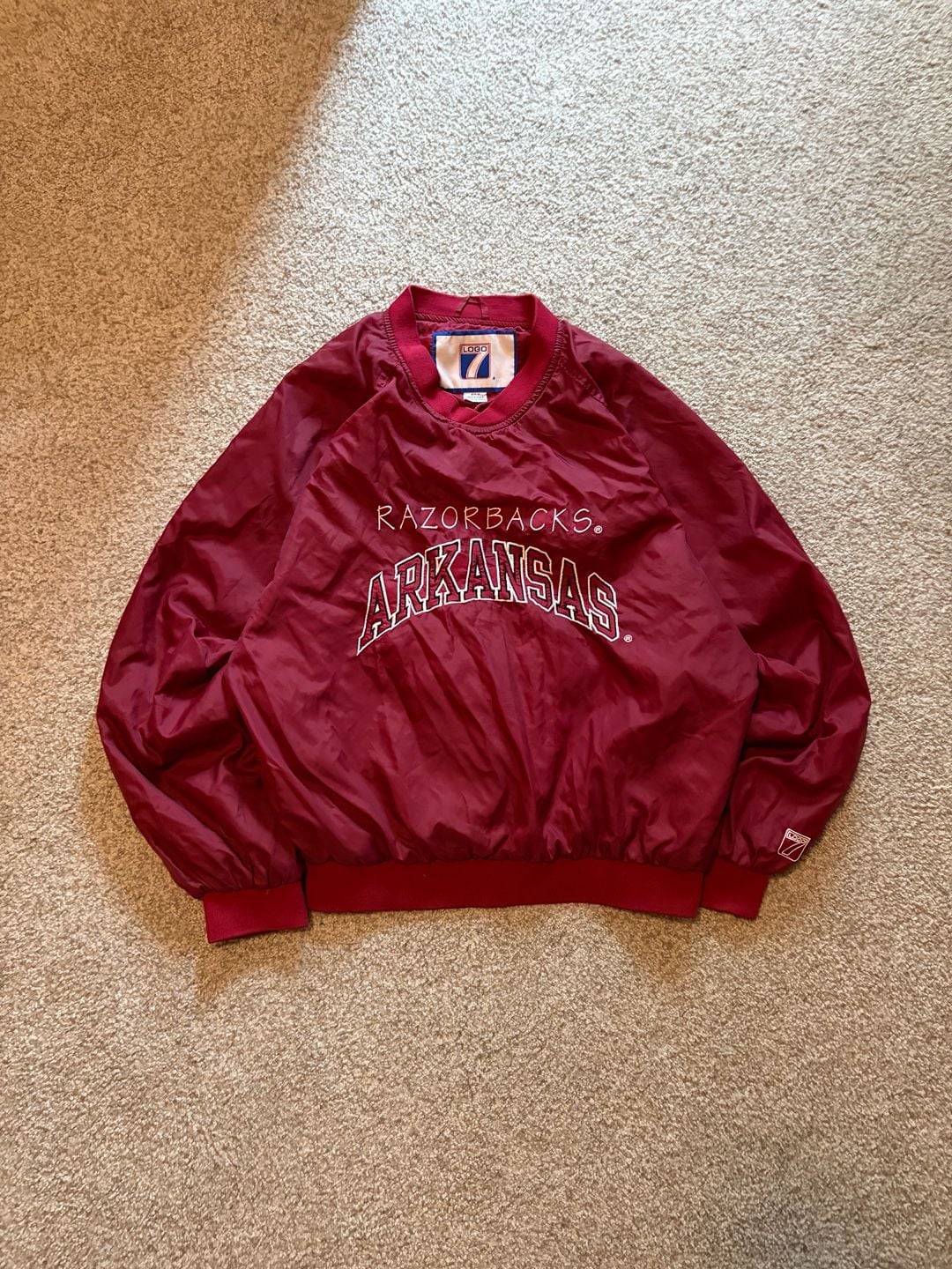 Logo 7 Arkansas Razorbacks Pullover Windbreaker Jacket Maroon 2