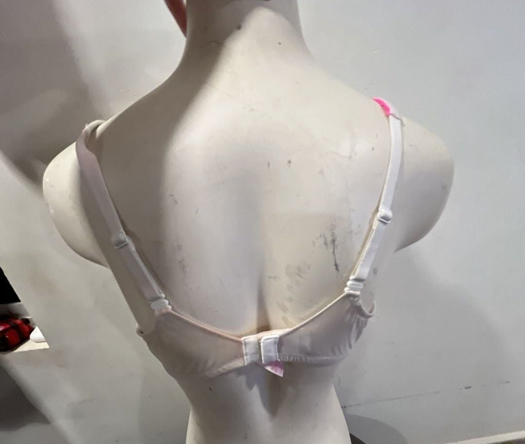 Victoria's Secret Lace Bra Size 36D White Pink Floral Underwire 2