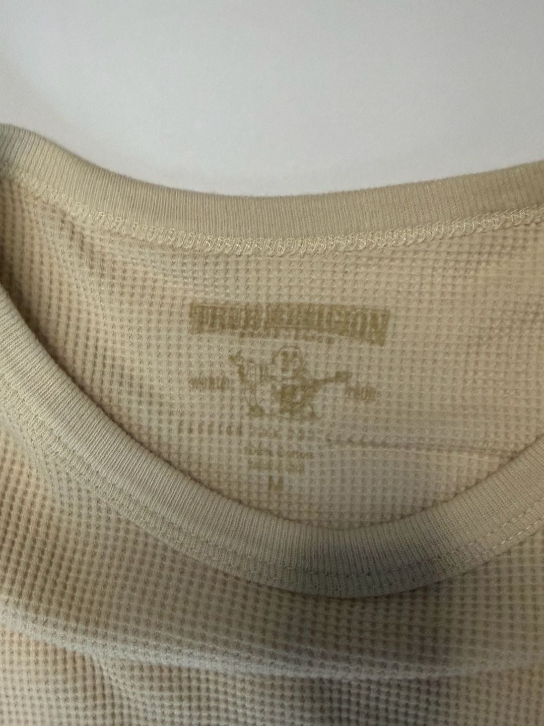 True Religion Long Sleeve Horseshoe Thermal Shirt Size M Tan 4