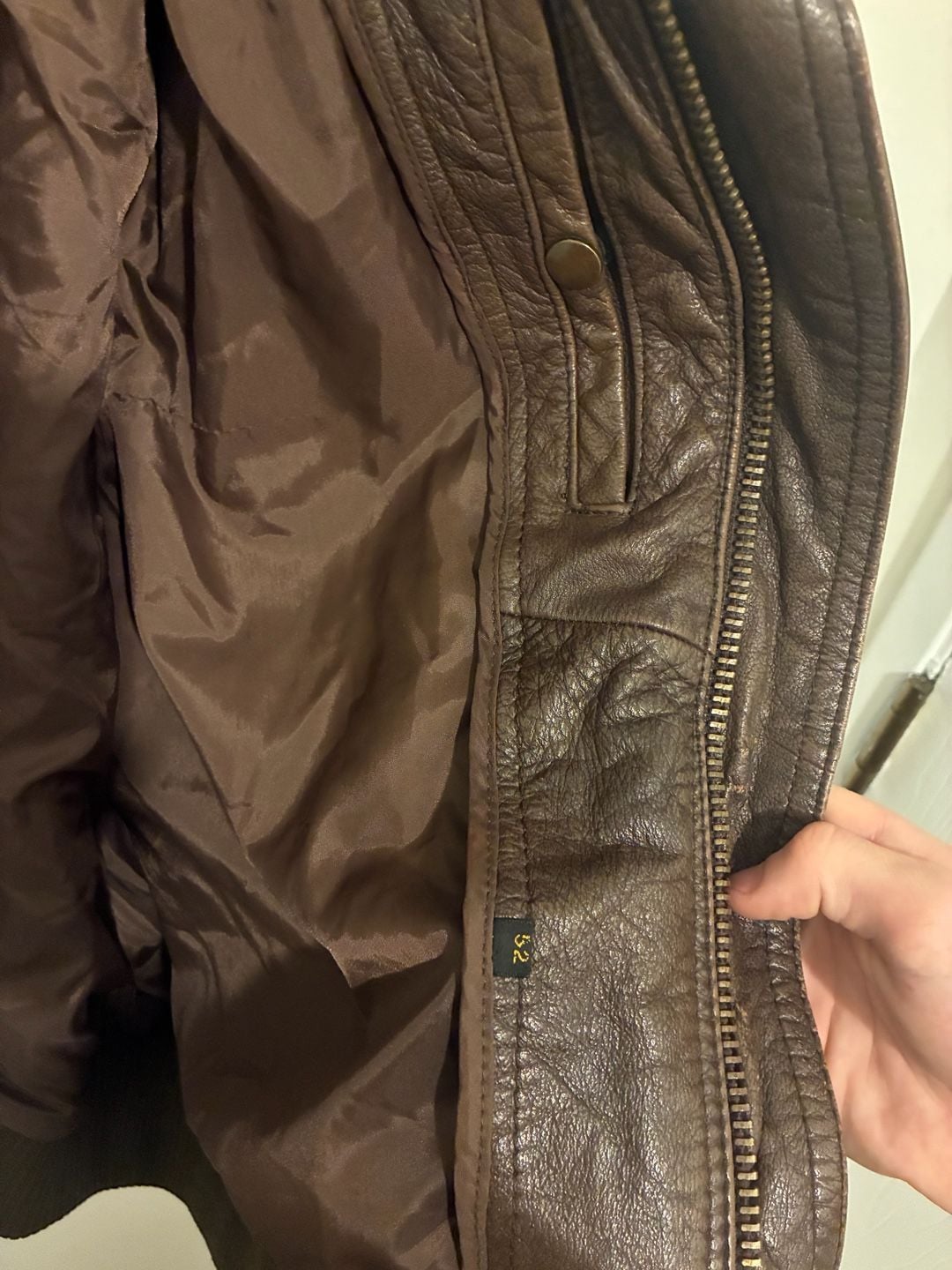Vintage 1980s A-2 Leather Bomber Jacket Size 52 Brown Flight Aviator YKK Zip 4