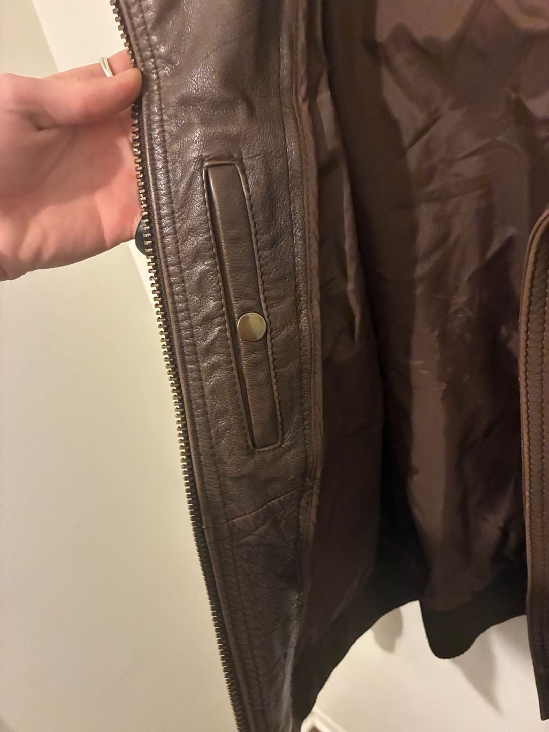 Vintage 1980s A-2 Leather Bomber Jacket Size 52 Brown Flight Aviator YKK Zip 5