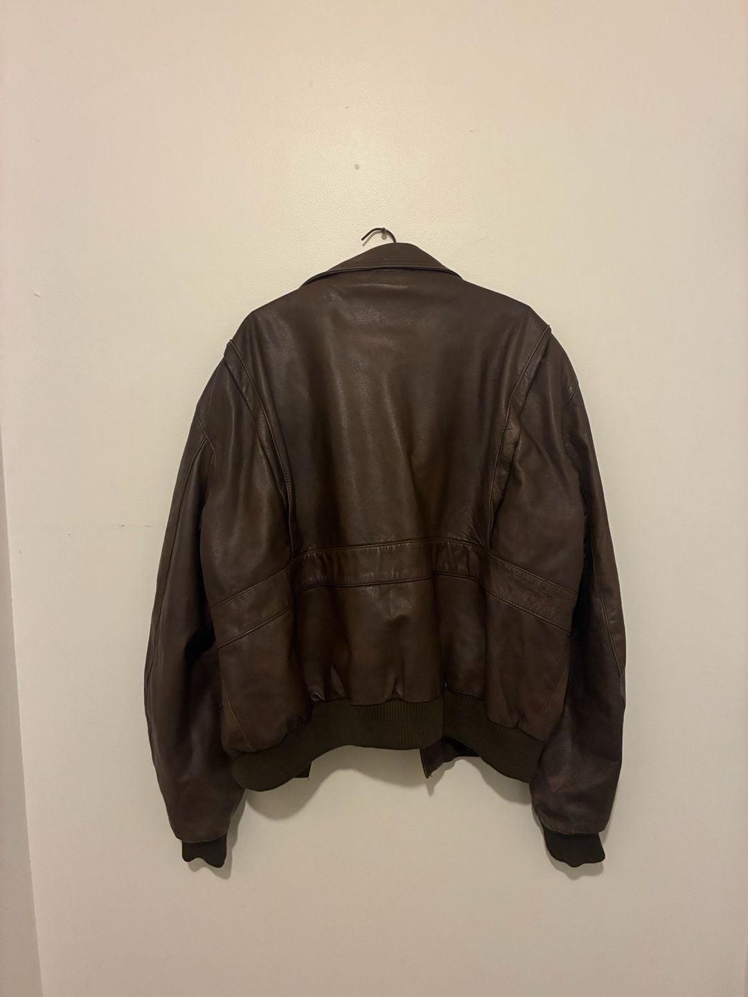Vintage 1980s A-2 Leather Bomber Jacket Size 52 Brown Flight Aviator YKK Zip 6
