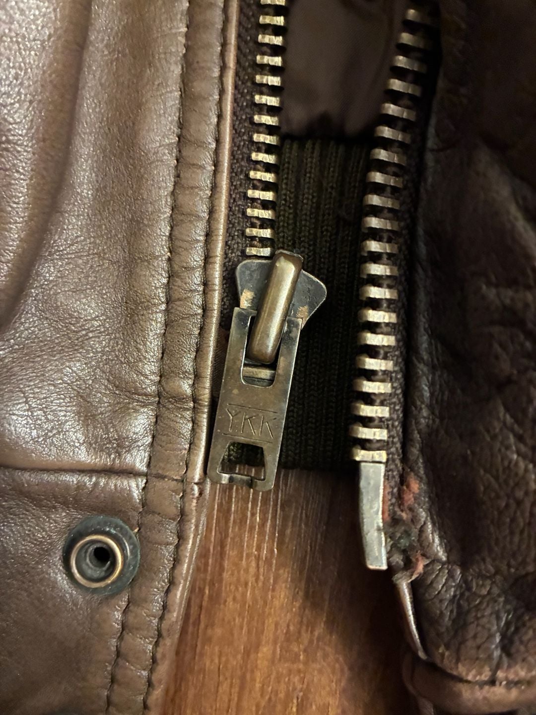 Vintage 1980s A-2 Leather Bomber Jacket Size 52 Brown Flight Aviator YKK Zip 7