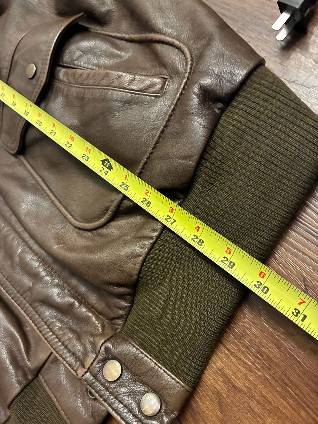 Vintage 1980s A-2 Leather Bomber Jacket Size 52 Brown Flight Aviator YKK Zip 9