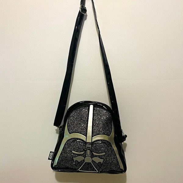 Disney Store Star Wars Darth Vader Crossbody Bag Black Glitter Helmet