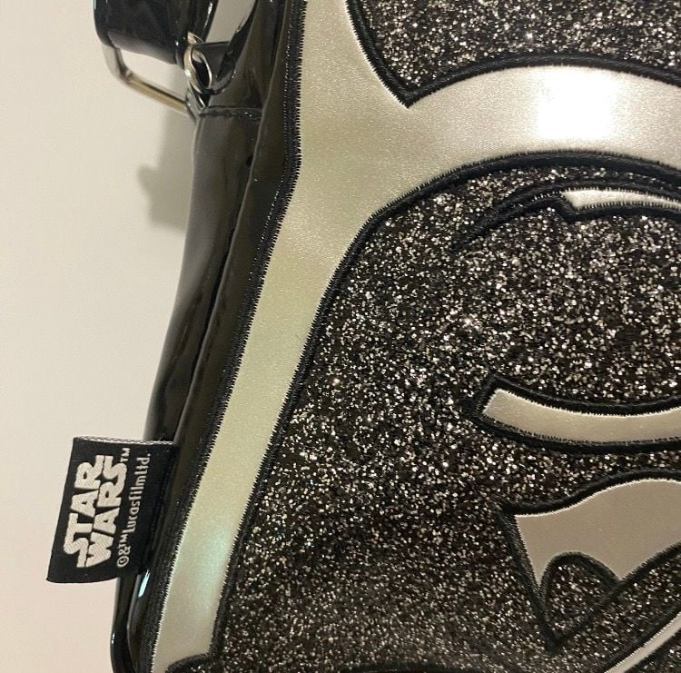 Disney Store Star Wars Darth Vader Crossbody Bag Black Glitter Helmet 4