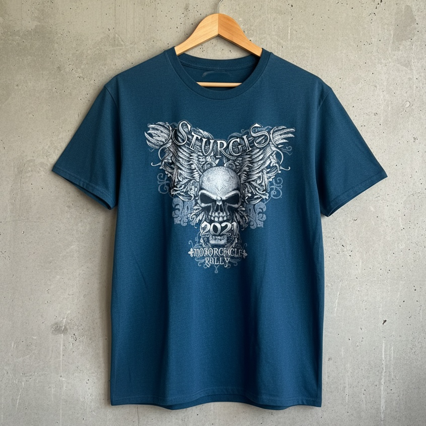 Biker Life USA Sturgis Motorcycle Rally 2021 Graphic T-Shirt Blue 2