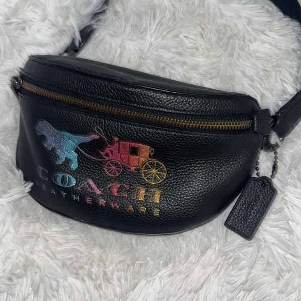 Coach Rexy and Carriage Belt Bag Black Leather Fanny Pack