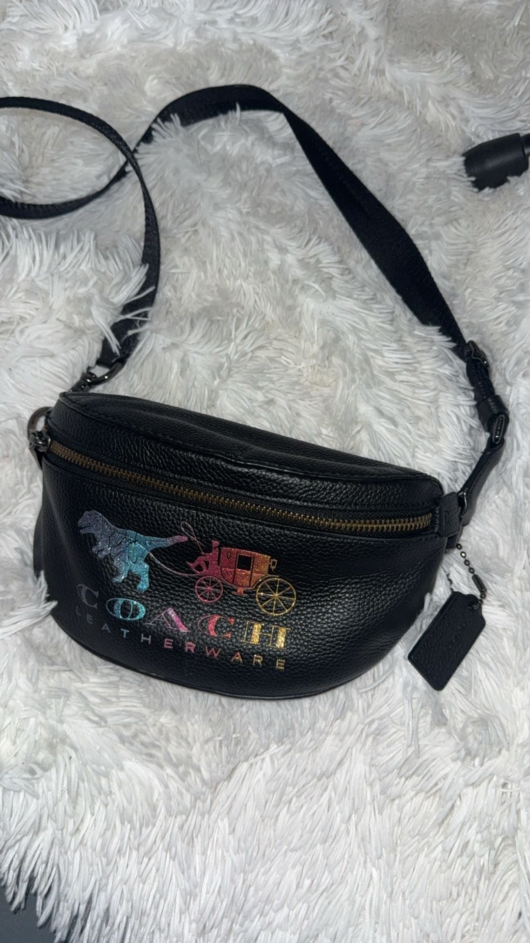Coach Rexy and Carriage Belt Bag Black Leather Fanny Pack 5