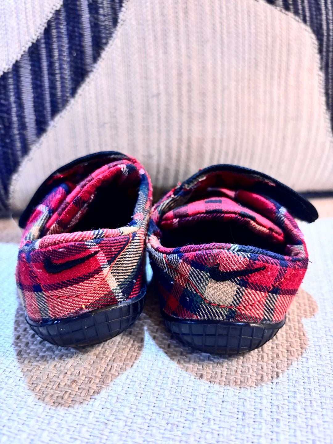Nike Cortez Basic Plaid Crib Shoes Red Black 7