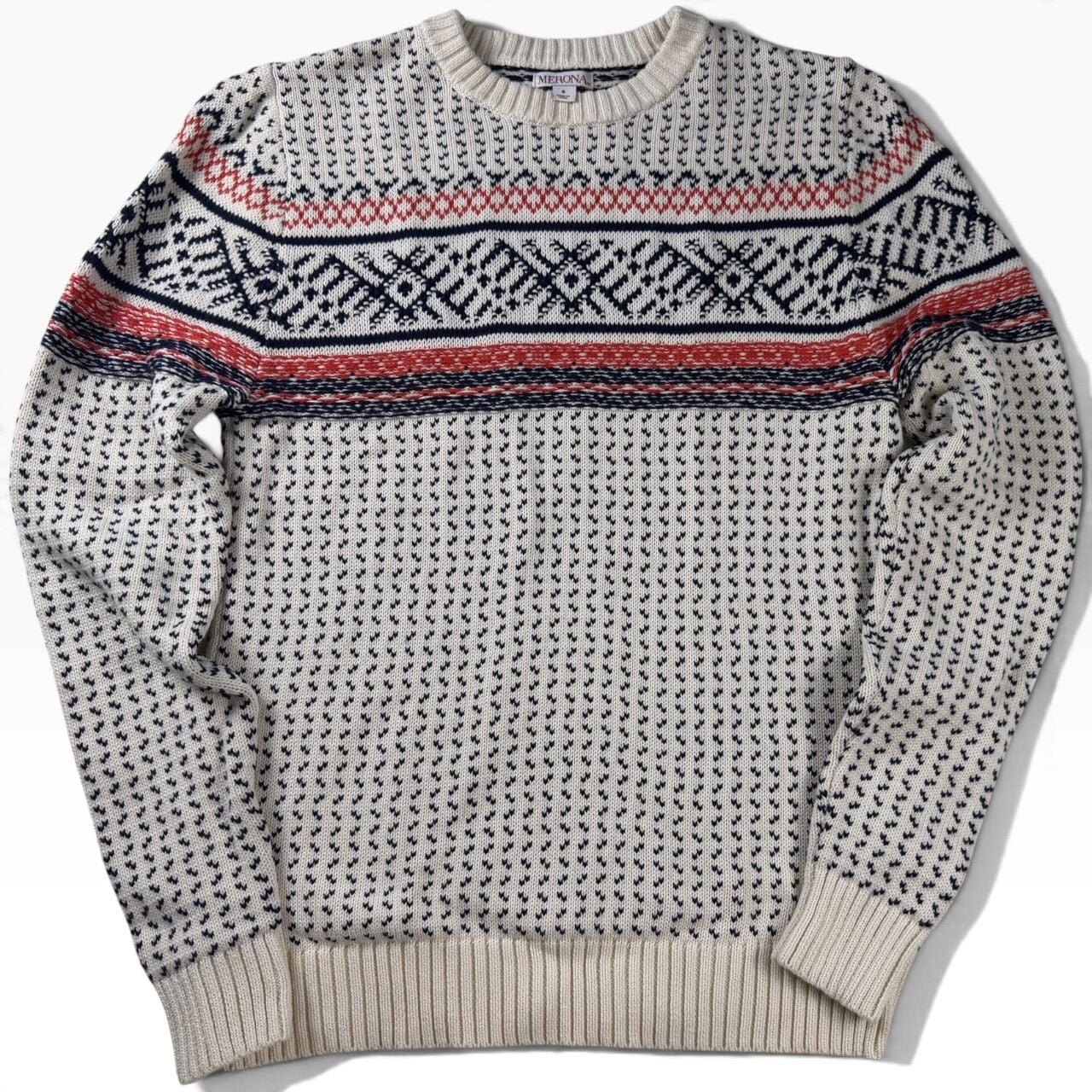 Merona Fair Isle Nordic Knit Crewneck Sweater S 2