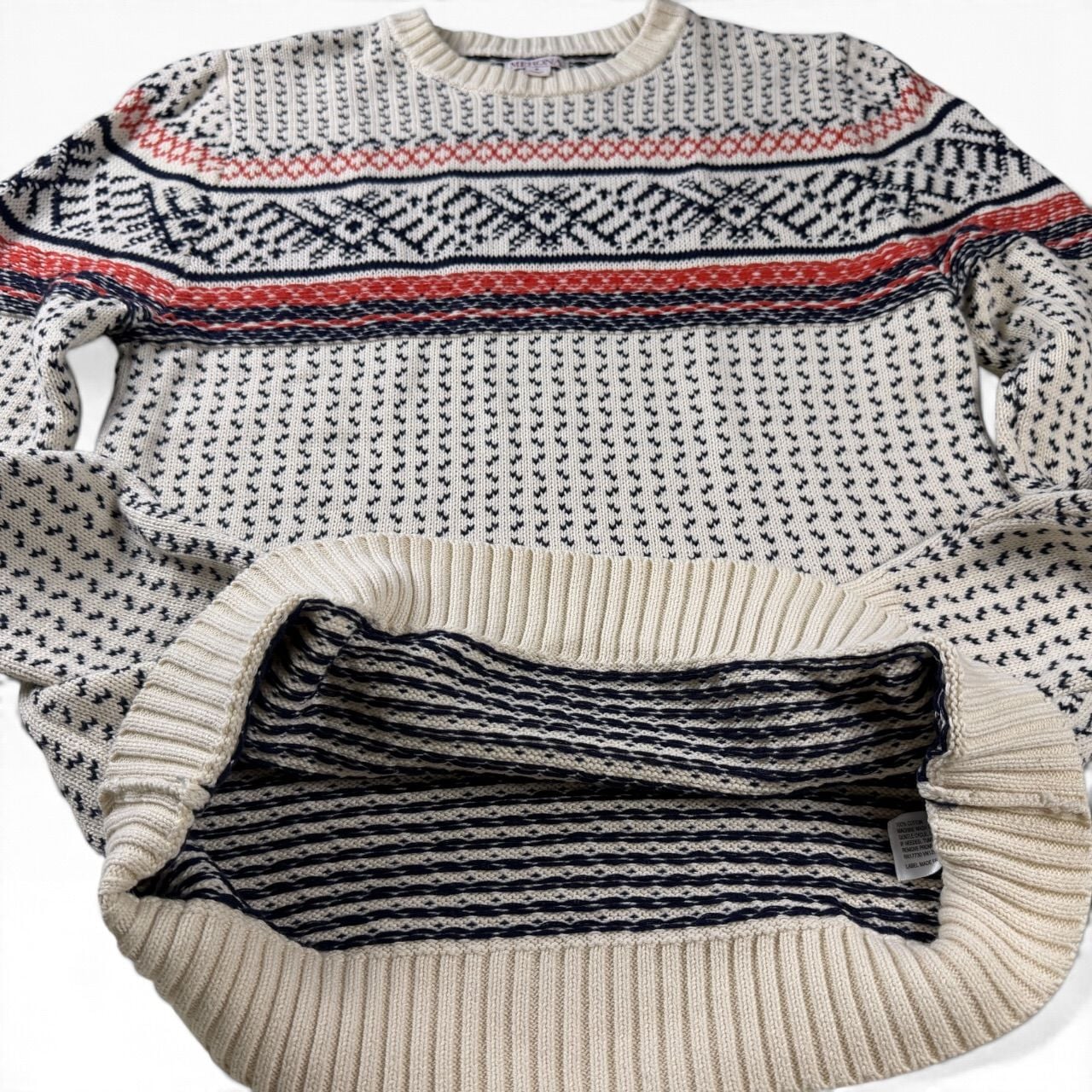 Merona Fair Isle Nordic Knit Crewneck Sweater S 4