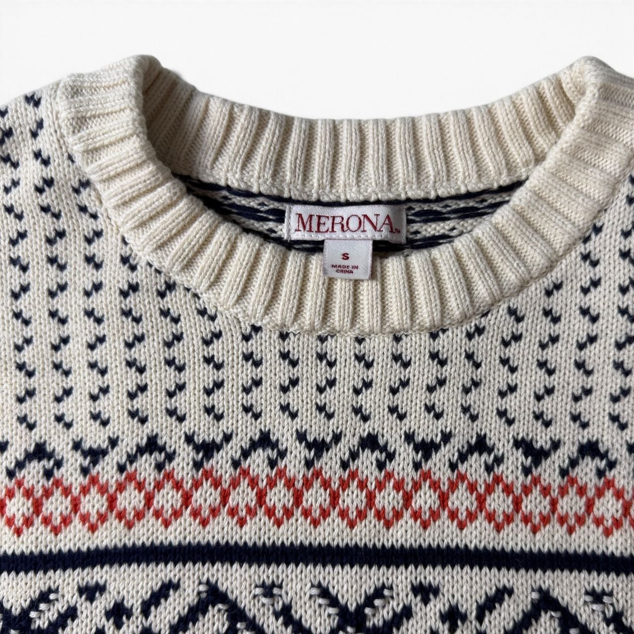 Merona Fair Isle Nordic Knit Crewneck Sweater S 5