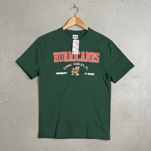 NWT University Of Miami Hurricanes T-Shirt Green Graphic College Tee