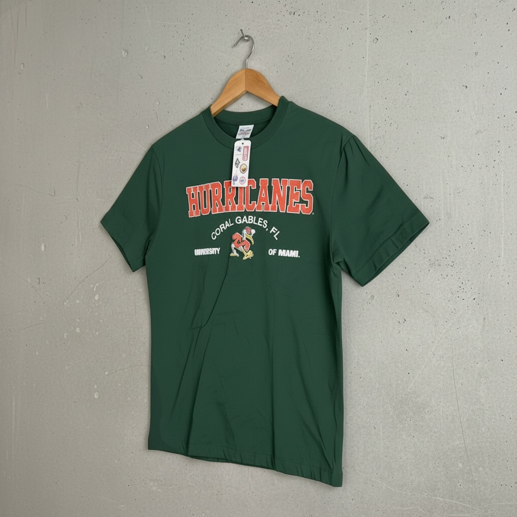 NWT University Of Miami Hurricanes T-Shirt Green Graphic College Tee 3