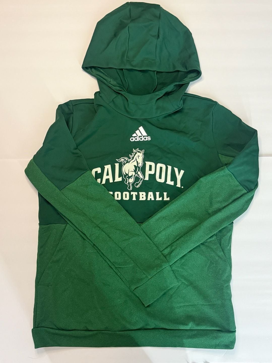 Adidas Cal Poly Football Pullover Hoodie Size L Green 2