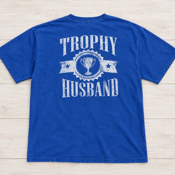 Brisco Brands Trophy Husband Graphic T-Shirt Blue