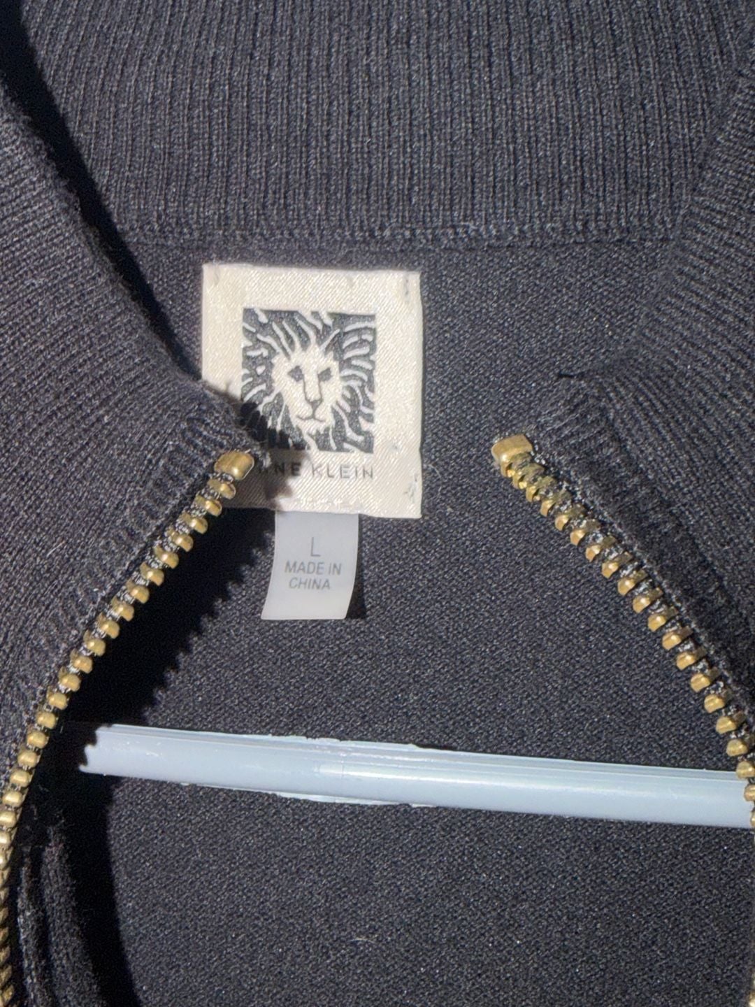 Anne Klein Full Zip Sweater Size L Black Rhinestone 5